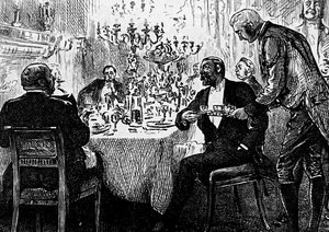 Een familie uit de hogere klasse aan tafel door George du Maurier