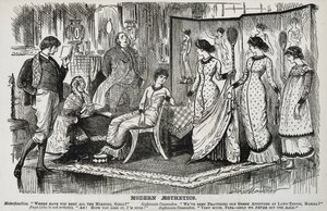 George du Maurier cartoon over de modieuze esthetische beweging in de decoratieve kunsten. Uit 