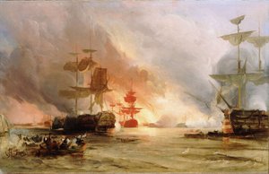 Het bombardement van Algiers, 27 augustus 1816, ca.1836 door George the Elder Chambers