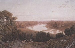 Uitzicht vanaf Richmond Hill, Surrey door George the Younger Barret