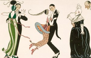 De waanzin van de dag, gegraveerd door H. Reidel voor de Vrienden van het Journal des Dames et des Modes door Georges (after) Barbier