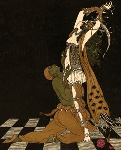 Vaslav Nijinsky en Ida Rubinstein in Schéhérazade door Georges (after) Barbier