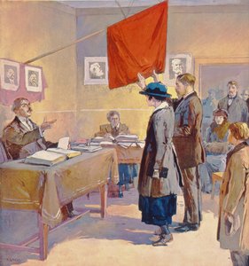 Een Burgerlijk Huwelijk in Rusland ten tijde van de Revolutie, c.1923 door Georges (after) Carrey