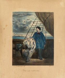 Op de Ponton, gegraveerd door H. Jannin door Georges Alexandre after Fischer