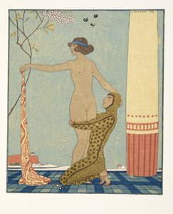 Bilitis, illustratie uit Les Chansons de Bilitis, door Pierre Louys, uitgegeven 1922 door Georges Barbier