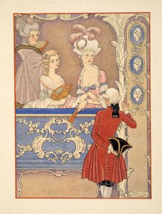 Cécile de Volanges en Marquise Isabelle de Merteuil in het theater, illustratie uit 