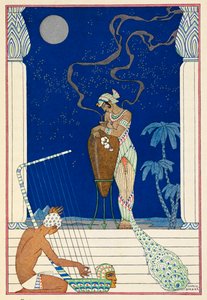 Egyptische persoon en muzikant door Georges Barbier
