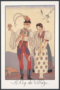 Falbalas et Fanfreluches, Almanak voor 1922, Le coq du village, door George Barbier, prent