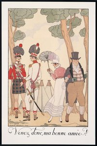 Falbalas et Fanfreluches, Almanak voor 1923, Venez donc, Ma bonne amie, door George Barbier, prent