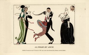 Modieuze koppels dansen energiek op een bal door Georges Barbier
