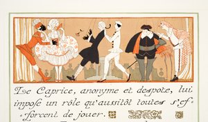 Le Caprice, uit Personages de Comedie, pub. 1922 door Georges Barbier
