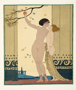 Les Conseils, illustratie uit Les Chansons de Bilitis, door Pierre Louys, uitgegeven 1922 door Georges Barbier