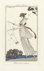 Robe de Linon Imprimé, uit Costumes Parisien, pub.1913 door Georges Barbier