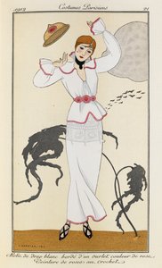 Robe de drap blanc bordé d