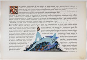Tekst en een naakte figuur, blauw gekleurd. door Georges Barbier