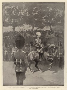 Lord Wolseley (opperbevelhebber) rijdt voor de koets van Hare Majesteit