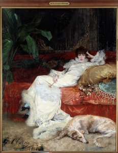 Portret van comédienne Henriette Rosine Bernard genaamd Sarah Bernhardt (1844-1923) door Georges Jules Victor Clairin (1843 - 1919)