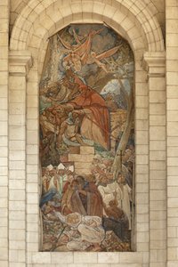 Kathedraal. Voormalige abdijkerk (Abbaye Saint-Vaast). Interieur. Zuidelijk transept. Muurschildering. door Georges Desvallieres