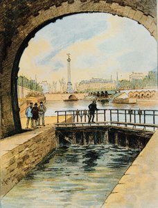 Sluis van het Canal St. Martin, Parijs, 1890