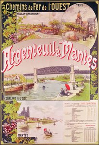 Poster die de Western Railway-lijn van Argenteuil naar Mantes adverteert