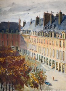 La Place Des Vosges, 1928 door Georges Leon Dufrenoy