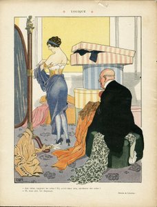 Illustratie van Georges Leonnec (1881-1940) in Le Lire, 06/07/12 - Logica - Mode, Hoed, Interne architectuur, Het leven van de rijken - Vrouwen door Georges Leonnec