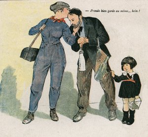 Zorg voor het kind... huh? Illustratie door Georges Paul LEONNEC (1881-1940) in 
