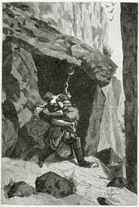 Gevecht van Han van IJsland en Ordener - illustratie uit Han van IJsland, 19e eeuw door Georges Marie Rochegrosse