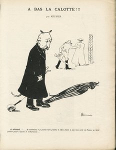 Illustratie van Georges Meunier (1869-1934) in Le Panache, royalistisch geïllustreerd tijdschrift, 20/01/04 - Royalisme, Religie Geloof - Combes Emile, Duivel - Animalisatie door Georges Meunier