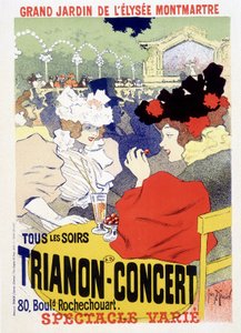 Trianon concert, dagelijkse show in de grote tuin van de Elysee Montmartre in Parijs. Poster door Georges Meunier