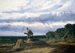 Landschap met een molen, ca. 1783-1843 door Georges Michel