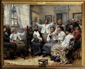 De fascines van Liefdadigheid (dienst van dokter Luys). Scène in het Hôpital de la Charité in Parijs door Georges Moreau de Tours
