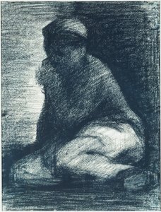 Een Jonge Man Hurkend, ca. 1882 door Georges Pierre Seurat