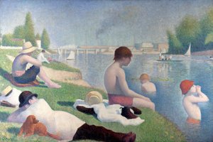 Badhuisgangers in Asnières door Georges Pierre Seurat