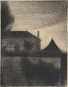 Huis bij schemering door Georges Pierre Seurat