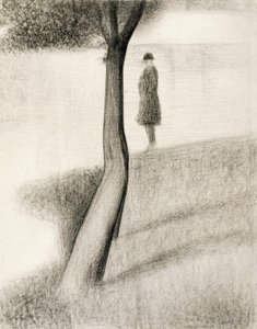 Man staand naast boom; studie op La Grande Jatte