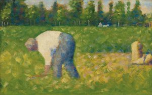 Boer aan het werk; Paysan travaillant, 1882-1883 door Georges Pierre Seurat