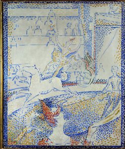 Schets voor het circus (schilderij op doek) door Georges Pierre Seurat