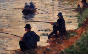 De vissers aan de studie lijn voor de grote jatte door Georges Pierre Seurat