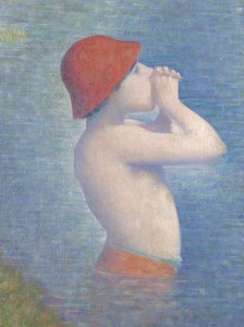Detail van de Baders bij Asnières, 1884 door Georges Seurat