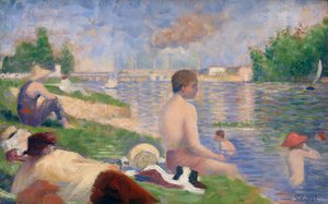 Eindstudie voor "Badgasten bij Asnières door Georges Seurat