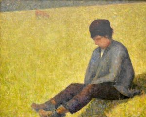 Duits: Jongen zittend in een weide Jongen zittend in een weide door Georges Seurat