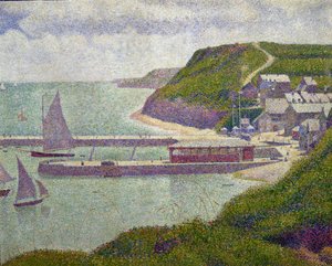 Haven van Port-en-Bessin bij vloed door Georges Seurat