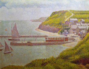 Porten-Bessin, voorhaven, hoogtij (Calvados) door Georges Seurat
