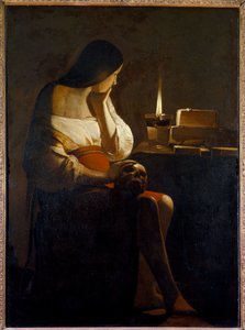 La Madeleine bij het nachtlampje door Georges de La Tour
