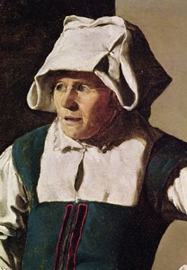 Oude vrouw, detail van het hoofd