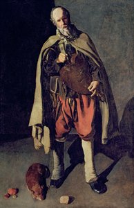 De draailierspeler met zijn hond, 1620s door Georges de La Tour