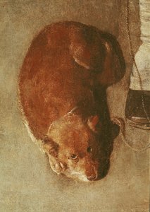 De draailierspeler met zijn hond (detail)
