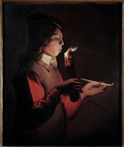 De jonge roker Schilderij door Georges de La Tour (1593-1652) door Georges de La Tour