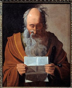Sint Paulus. Portret van de apostel die een brief leest. Schilderij door Georges De La Tour (1593-1652) door Georges de La Tour